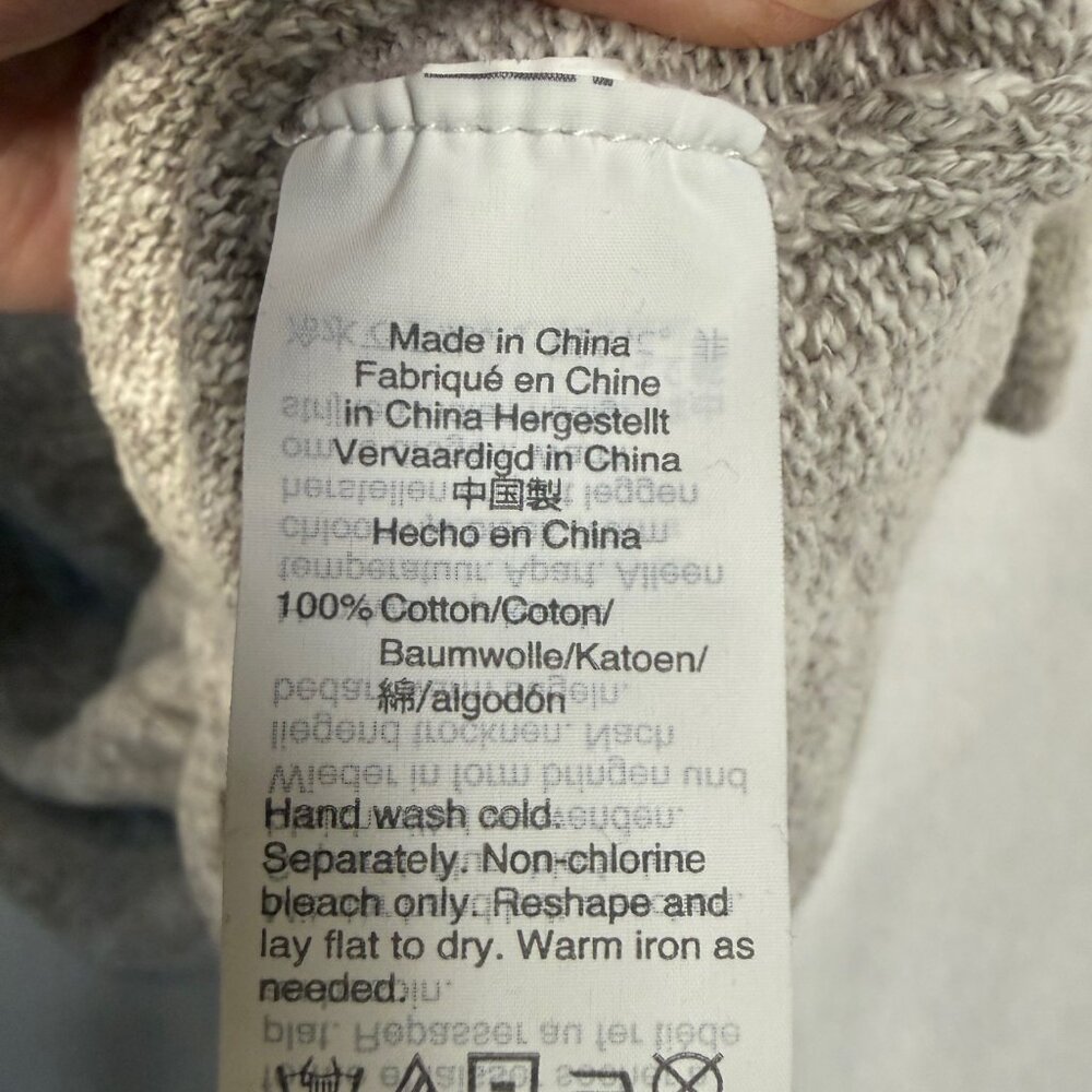 Madewell Tie-Front Short Sleeve Sweater Tee 100% Cotton Marled Beige Medium M - Picture 5 of 8